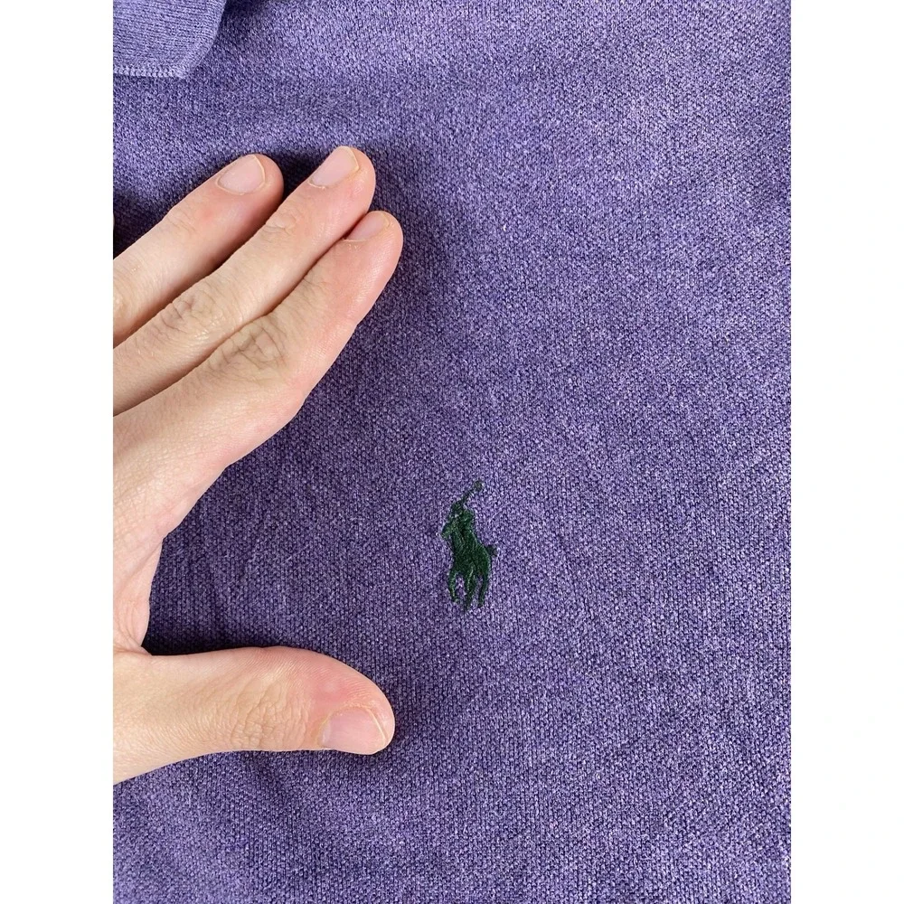 Polo Ralph Lauren Soft Touch Cotton Purple Polo Shirt Mens L Green Pony Preppy